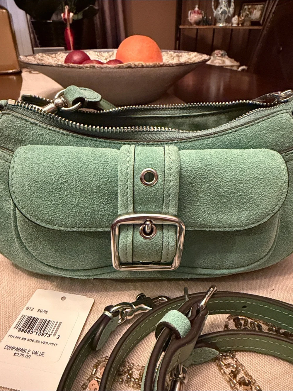 Coach Ashton Baby Blue Suede Crossbody Bag with Buckle Front - Picture 2 of 7